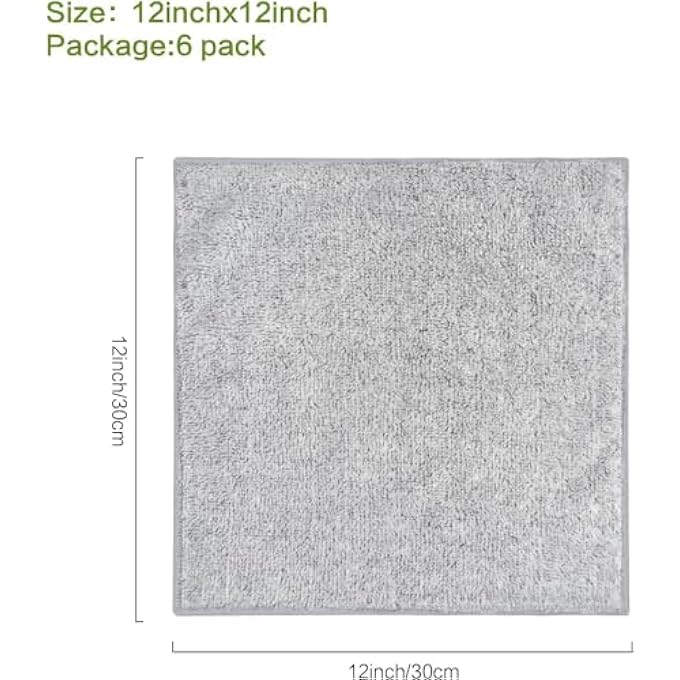 Sinland MICROFIBER FACE TOWELS ULTRA SOFT BAMBOO CHARCOAL FACIAL WASHCLOTHS FACE CLOTH FOR BATH 30CMX30CM 6 PACK GREY - Image 2